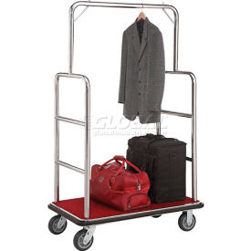 Global Industrial 985116SL Global Industrial™ Silver Stainless Steel Bellman Cart Straight Uprights 6" Rubber Casters image.