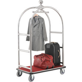 Global Industrial 985118SL Global Industrial™ Bellman Cart With Curved Uprights, 6" Casters, Silver Stainless Steel image.
