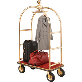 Global Industrial 985119GD Global Industrial™ Bellman Cart Curved Uprights, 8" Pneumatic Casters, Gold Stainless Steel image.