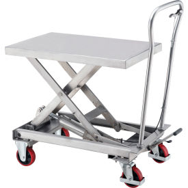 Global Industrial BSS20 Best Value Stainless Steel Mobile Scissor Lift Table 550 Lb. Capacity - 33 x 20 Platform image.