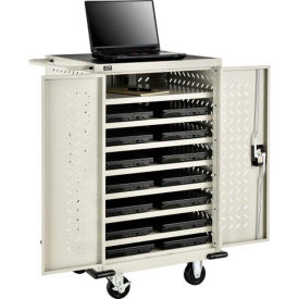 Global Industrial 985748 Global Industrial™ Mobile Charging Cart for 12 Chromebooks and Tablets, Putty, Unassembled image.