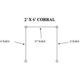 Versacart Systems, Inc. 570-206 VersaCart® 2x6 Indoor Corral 2-End & 2-Corner Posts, 2-27" & 4-6 Rails, 16 Anchors image.