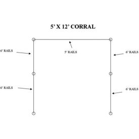 5'x12' Indoor Corral 2-End, Center & Corner Posts, 2-5' & 8-6' Rails, 24-Anchors view 2