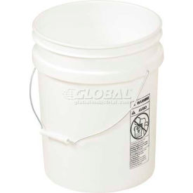 Vestil 5 Gallon Open Head Plastic Pail PAIL-54-PWS with Steel Handle - White