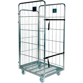 Galvanized Steel Folding Roller Container Shelf Truck 1 Shelf ROL-80