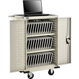 Global Industrial 987877 Global Industrial™ Mobile Storage & Charging Cart for 36 iPads & Tablets, Putty, Unassembled image.