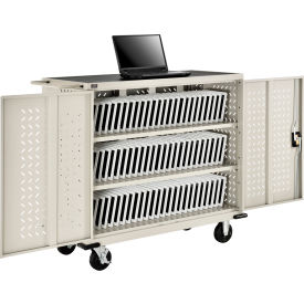 Global Industrial 987878PYA Global Industrial™ Mobile Storage & Charging Cart for 75 iPads & Tablets, Putty, Assembled image.