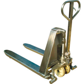 Manual High-Lift Skid Truck, Stainless Steel, 2200 lb. Capacity, 27"W x 46"L Forks view 2