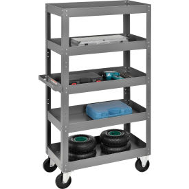 Global Industrial 988833 Global Industrial™ Steel Shelf Truck w/5 Shelves, 800 lb. Capacity, 30"L x 16"W x 60"H image.