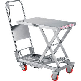 Global Industrial 989009 Global Industrial™ Stainless Steel Mobile Scissor Lift Table 27 x 17 - 400 Lb. Cap. image.