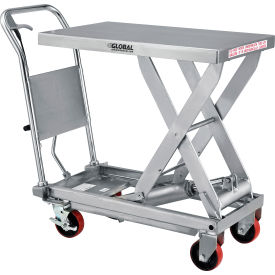 Global Industrial 989011 Global Industrial™ Stainless Steel Mobile Scissor Lift Table 32 x 19 - 1000 Lb. Cap. image.