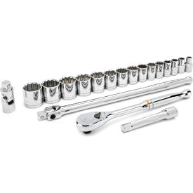 APEX TOOL GROUP, LLC. 80792 Gearwrench® 19 Piece 12 Point Standard SAE Mechanics Tool Set With 1/2" Drive Tang image.