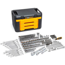 243 Piece 6 Point Mechanics Tool Box Set, 19"W x 13"D x 12"H, Black/Orange view 2