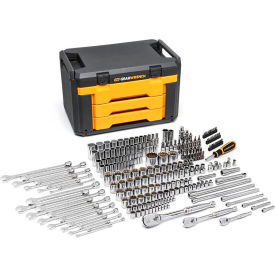 243 Piece 12 Point Mechanics Tool Box Set, 19"W x 13"D x 12"H, Black/Orange view 2