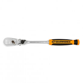 APEX TOOL GROUP, LLC. 81016T Gearwrench® 90 Tooth Dual Material Locking Flex Head Teardrop Ratchet with 1/4" Drive Tang, 8"L image.