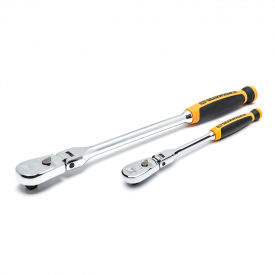 APEX TOOL GROUP, LLC. 81204T Gearwrench® 90 Tooth Dual Material Flex Head Teardrop Ratchet Set W/ 1/4" & 3/8" Drive, 2 Piece image.
