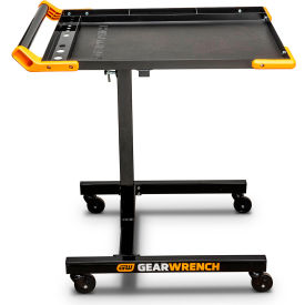 Adjustable Height Mobile Work Table, 30"W x 20"D x 48"H, Orange/Black view 2