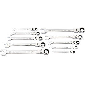 APEX TOOL GROUP, LLC. 86758 Gearwrench® 90 Tooth & 12 Point Flex Head SAE Combination Ratcheting Wrench, Set of 10 image.
