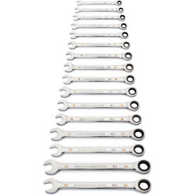 APEX TOOL GROUP, LLC. 86928 Gearwrench® 90 Tooth & 12 Point Metric Combination Ratcheting Wrench, Set of 16 image.