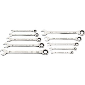 APEX TOOL GROUP, LLC. 86958 Gearwrench® 90 Tooth & 12 Point SAE Combination Ratcheting Wrench, Set of 10 image.