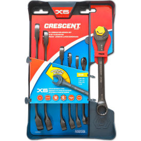 APEX TOOL GROUP, LLC. CX6RWS7 Crescent CX6RWS7 Combination Wrench Set with Ratcheting Open-End and Static Box-End, 7-Piece image.