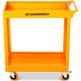 2 Shelf Steel Automotive Utility Cart, 36"W x 16"D x 33"H, Orange view 2
