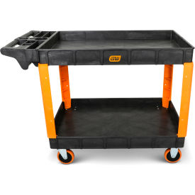 2 Shelf Heavy Duty Utility Cart, 47"W x 26"D x 34"H, Black view 2