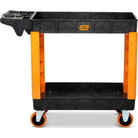 2 Shelf Heavy Duty Utility Cart, 41"W x 17"D x 34"H, Black view 2