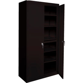 STEEL CABINETS USA, INC AAH-24RB-B Steel Cabinets USA All-Welded Storage Cabinet, 4 Fixed Shelves, 24"W x 18"D x 72"H, Black image.