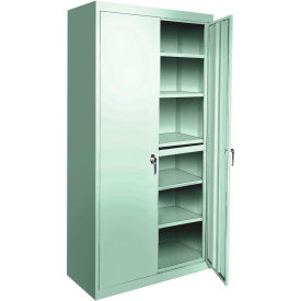 STEEL CABINETS USA, INC AAH-24RB-PT-GRN Steel Cabinets USA All-Welded Storage Cabinet, 4 Fixed Shelves, 24"W x 18"D x 72"H, Pastel Green image.