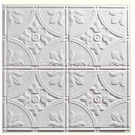 Genesis Designer Antique PVC Ceiling Tile 752-00, Waterproof & Washable, 2'L X 2'W, White - 12/Case