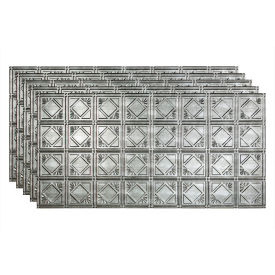 Acoustic Ceiling Products PG5321 Fasade Traditional Syle # 4 - 48-3/8" x 24-3/8" PVC Glue Up Tile in Crosshatch Silver - PG5321 image.