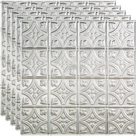 Acoustic Ceiling Products PL5008 Fasade Traditional Syle # 1 - 23-3/4" x 23-3/4" PVC Lay In Tile in Brushed Aluminum - PL5008 image.