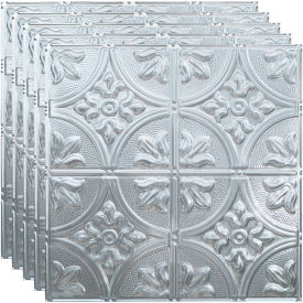 Acoustic Ceiling Products PL5208 Fasade Traditional Syle # 2 - 23-3/4" x 23-3/4" PVC Lay In Tile in Brushed Aluminum - PL5208 image.