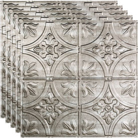 Acoustic Ceiling Products PL5221 Fasade Traditional Syle # 2 - 23-3/4" x 23-3/4" PVC Lay In Tile in Crosshatch Silver - PL5221 image.