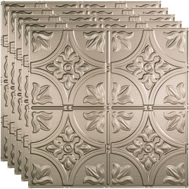 Acoustic Ceiling Products PL5229 Fasade Traditional Syle # 2 - 23-3/4" x 23-3/4" PVC Lay In Tile in Brushed Nickel - PL5229 image.