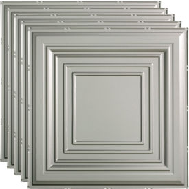 Acoustic Ceiling Products PL5409 Fasade Traditional Syle # 3 - 23-3/4" x 23-3/4" PVC Lay In Tile in Argent Sliver - PL5409 image.