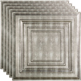 Acoustic Ceiling Products PL5421 Fasade Traditional Syle # 3 - 23-3/4" x 23-3/4" PVC Lay In Tile in Crosshatch Silver - PL5421 image.