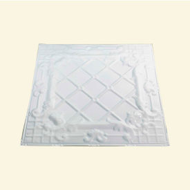 Acoustic Ceiling Products T55-00 Great Lakes Tin Toledo 2 X 2 Nail-up Tin Ceiling Tile in Gloss White - T55-00 image.