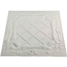 Great Lakes Tin Toledo 2' X 2' Nail-up Tin Ceiling Tile in Antique White - T55-02