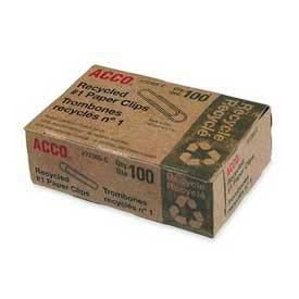 Acco Brands Corporation 72365 Acco® Recycled No. 1 Paper Clips, Silver, 100/Box image.