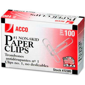 Acco Brands Corporation 72385 Acco® Economy No. 1 Non-Skid Paper Clips, Silver, 1000/Pack image.