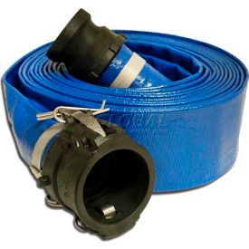Apache Hose & Belting Co. Inc 98138011 1-1/2"  x  25 PVC Lay Flat Discharge Hose Coupled w/ C x E Poly Cam & Groove Fittings image.