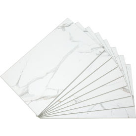 Acoustic Ceiling Products 53010 Palisade 25.6"L x 14.8"W Vinyl Wall Tile, Carrara Marble, 8 Pack image.