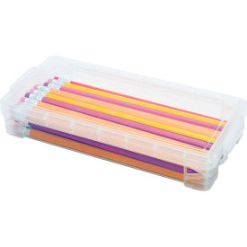 Advantus Corp. 40309 Advantus® Super Stacker Pencil Box, Clear, Holds 50+ Pencils, 25+ Pens, or 64+ Crayons image.