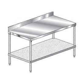 Aero Manufacturing Co. 2TGB-2430 Aero Manufacturing 304 Stainless Steel Table, 30 x 24", Undershelf, 4" Backsplash, 14 Gauge image.
