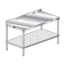 Aero Manufacturing Co. 2TGS-3072 Aero Manufacturing 304 Stainless Steel Table, 72 x 30", Galv. Undershelf, 2-3/4 Backsplash, 14 Gauge image.