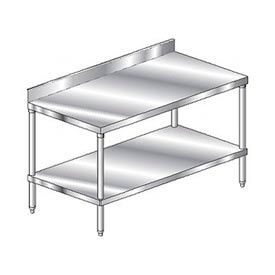 Aero Manufacturing Co. 2TSB-30108 Aero Manufacturing 304 Stainless Steel Table, 108 x 30", Undershelf, 4" Backsplash, 14 Gauge image.