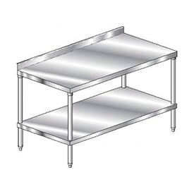 Aero Manufacturing Co. 2TSS-3060 Aero Manufacturing 304 Stainless Steel Table, 60 x 30", Undershelf, 2-3/4" Backsplash, 14 Gauge image.