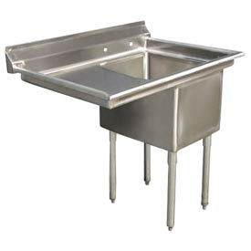 Aero Manufacturing Co. 3F1-2424-18L Aero Manufacturing Company® 3F1-2424-18L One Bowl Deluxe SS NSF Sink with 18W Left Drainboard image.